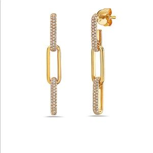14KY DIAMOND PAPERCLIP EARRINGS BY BASSALI